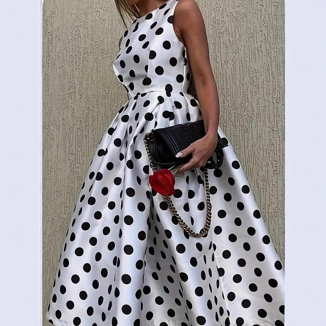 Damen A-Linie Kleid mit Polka-Dots R&B