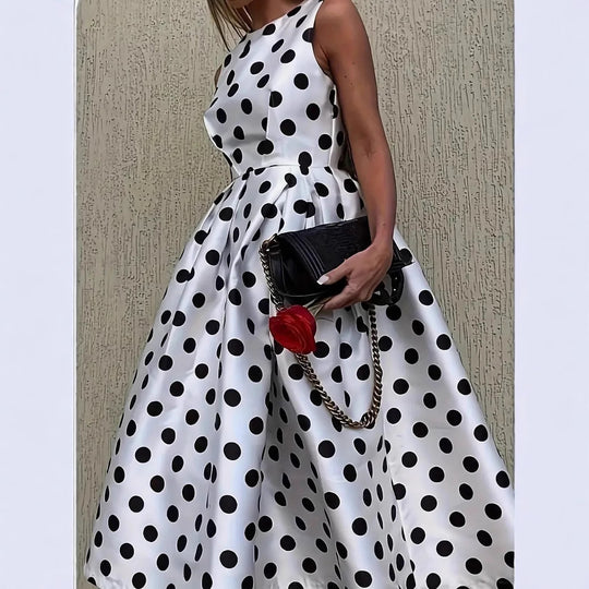 Damen A-Linie Kleid mit Polka-Dots R&B
