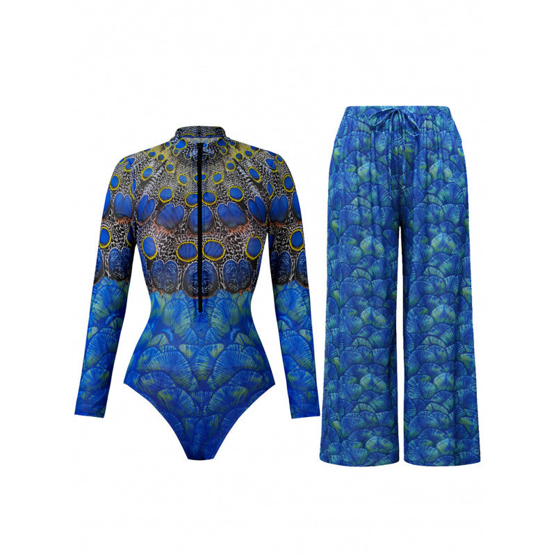 Damen weite Strandhose mit Schlangenmuster R&B