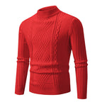 Herren eleganter Strickpullover mit modernem Zopfdesign und hohem Kragen R&B