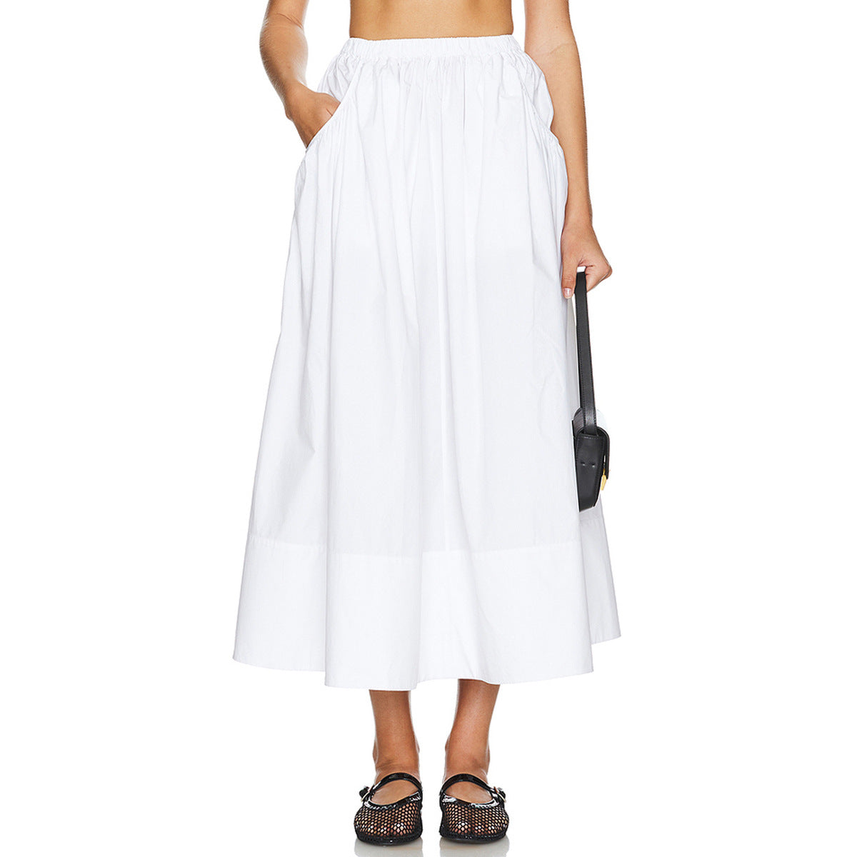 Damen Eleganter Midirock mit raffinierten Falten und elastischem Bund R&B