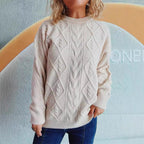 Damen Grobstrickpullover mit elegantem Zopfdesign und lässigem Schnitt R&B