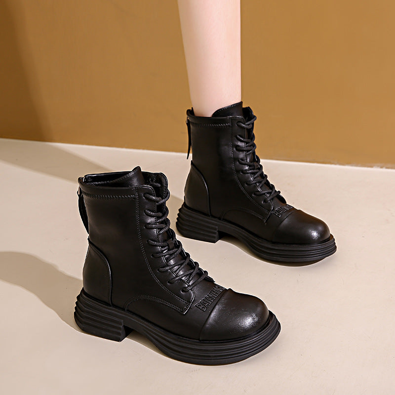 Damen Leder Combat Boots mit robustem Profil und modischem Design R&B