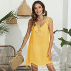 Damen luftiges Strandkleid mit fransigen Details R&B 1779788129