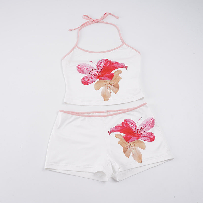 Damen Freizeit-Set mit floralem Design und verstellbarem Trägerschnitt R&B