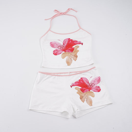 Damen Freizeit-Set mit floralem Design und verstellbarem Trägerschnitt R&B