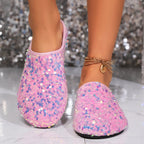 Damen Glitzernde Slippers mit funkelnden Pailletten und weichem Innenmaterial R&B