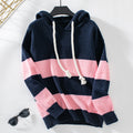 Damen Kapuzenpullover mit breiten Streifen und weichem Material