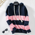 Damen Kapuzenpullover mit breiten Streifen und weichem Material