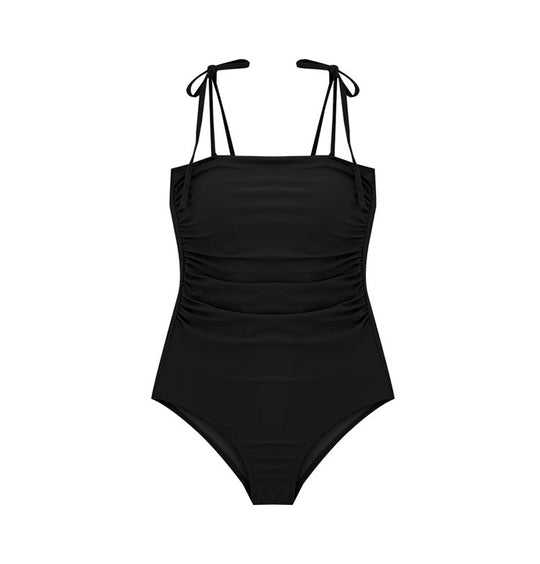 Damen Einteiler Badeanzug mit verstellbaren Trägern und eleganter Raffung R&B