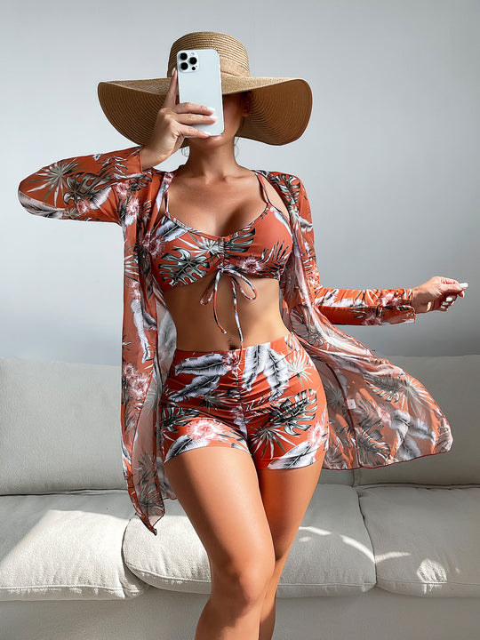 R&B | Dreiteilige Bluse mit hoher Taille und langen Ärmeln mit Kordelzug