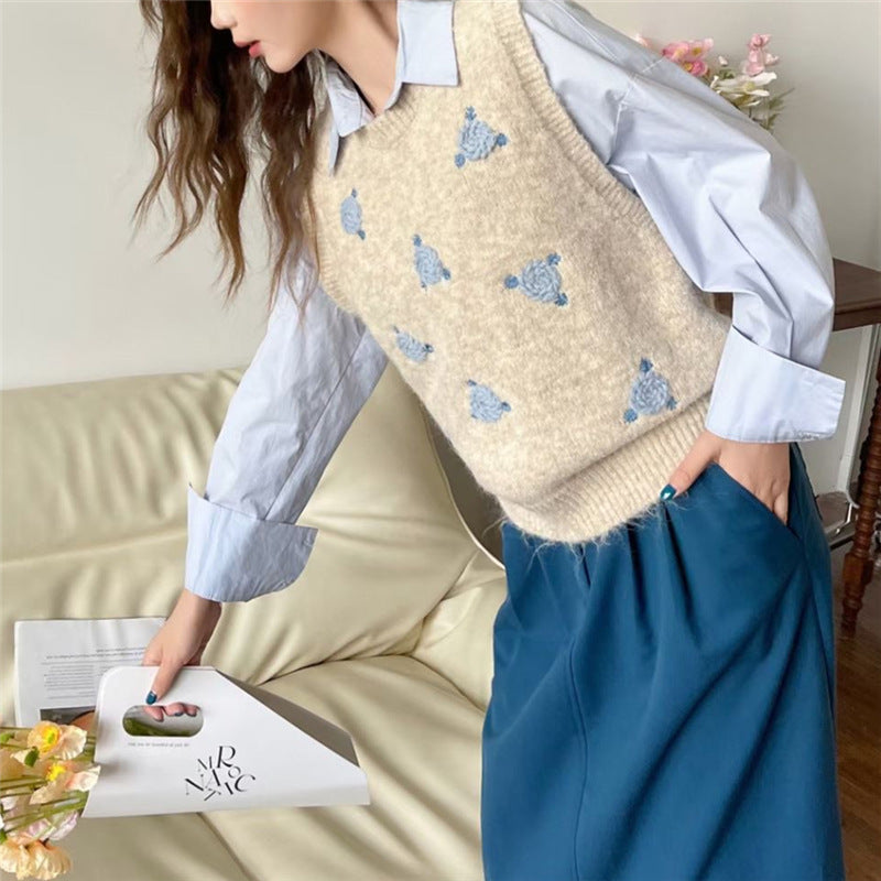 Damen Strickpullover mit floralem Muster R&B