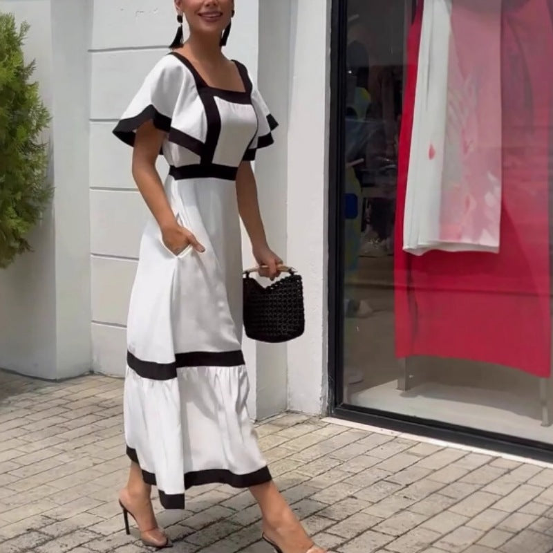 Damen Elegantes Maxikleid mit kontrastierenden Rüschendetails R&B