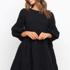 Damen romantisches Sommerkleid mit voluminösen Ärmeln und Rüschendetails R&B