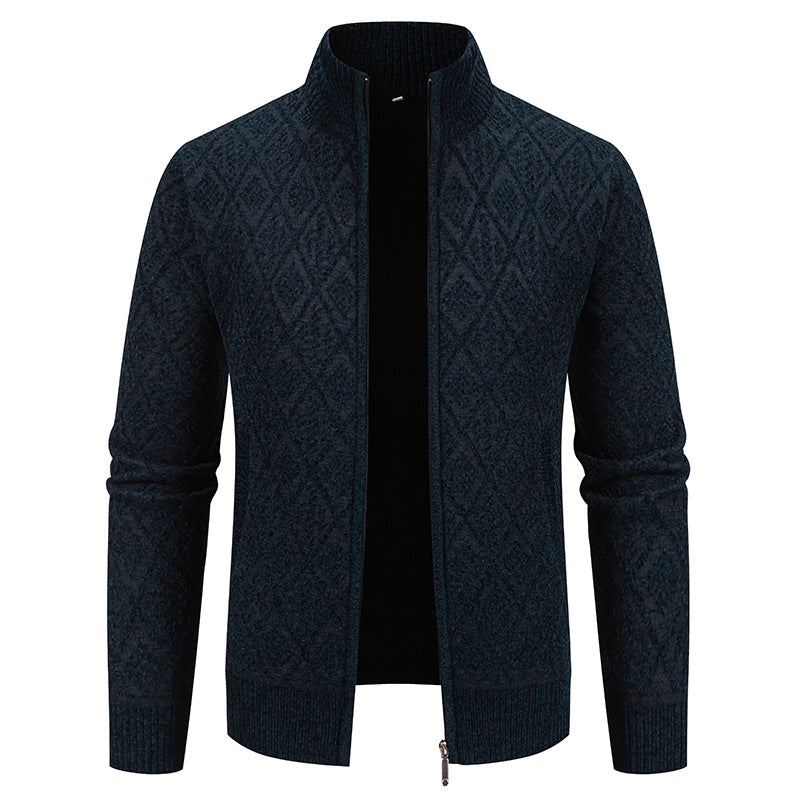 Herren Strickjacke mit strukturiertem Design und hohem Kragen R&B