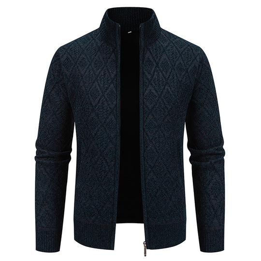 Herren Strickjacke mit strukturiertem Design und hohem Kragen R&B