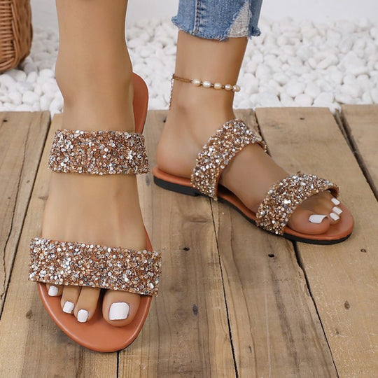 Damen modische Riemchensandalen mit Glitzerdetails R&B