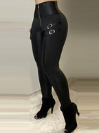 Damen Hochtaillierte Leggings mit modischen Schnallen-Details