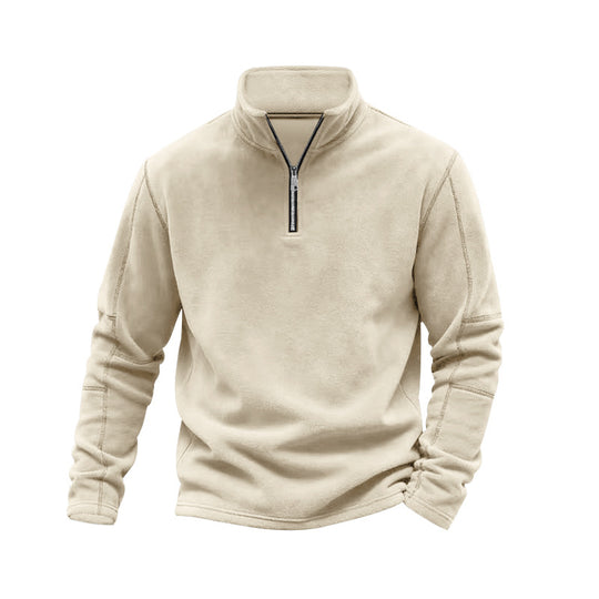 Herren nan leichter Fleece-Pullover mit halbem Reißverschluss und Stehkragen R&B
