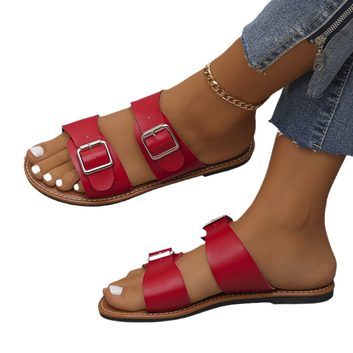 Damen Komfortable Riemensandalen mit stylishen Schnallen R&B