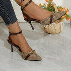 Damen Elegante Slingback High-Heel Sandalen mit modischem Dekor R&B