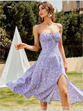 Damen Wickelkleid mit hohem Schlitz und floralem Muster R&B