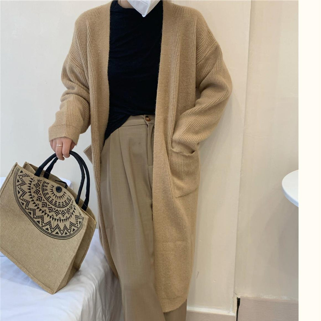 Damen Weicher Strickmantel mit großzügigen Taschen und weitem Schnitt R&B