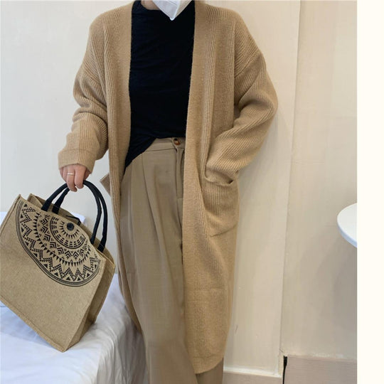 Damen Weicher Strickmantel mit großzügigen Taschen und weitem Schnitt R&B