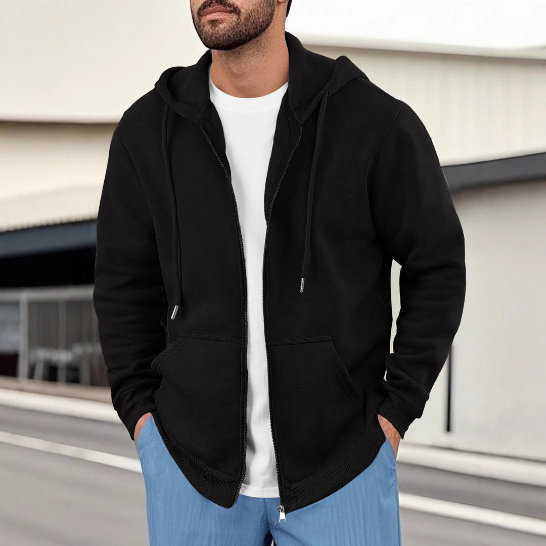 Herren lässige Kapuzenjacke mit atmungsaktivem Sweatstoff und praktischen Taschen R&B