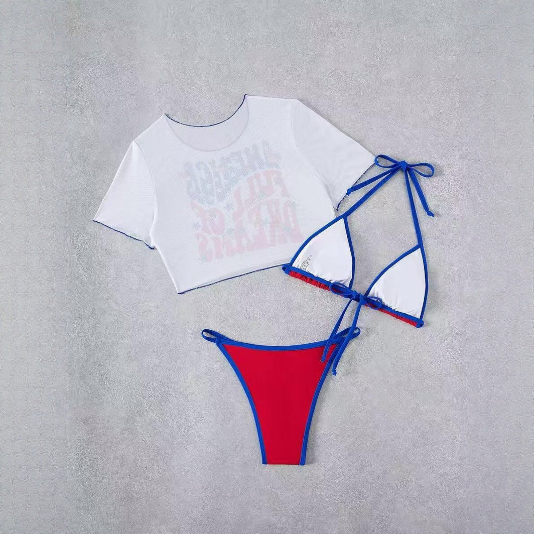 Damen Crop Top und Hochschnitt Bikinihöschen R&B