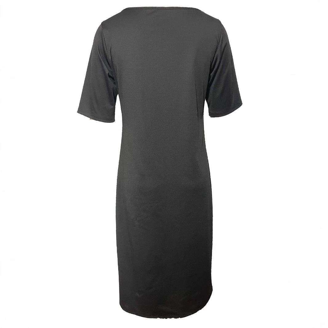 Damen Elegantes Blusen-Kleid mit floralen Spitze-Ärmeln und schwingendem Saum R&B
