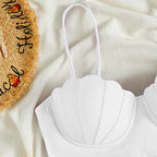Damen Oberteil-Bikini mit dekorativen Schalen und verstellbaren Trägern R&B