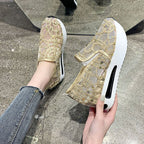 Damen Slip-On Sneakers mit funkelndem Strass und elastischem Riemen R&B