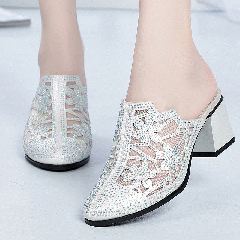 Damen Elegante Mules mit floralem Schmuckdetail und komfortablem Blockabsatz R&B