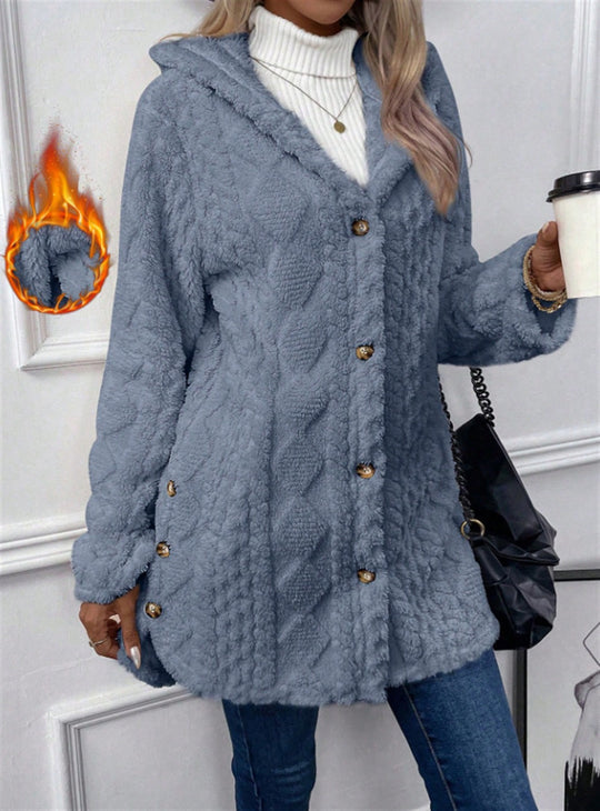 Damen Kuschelige Teddyjacke mit Knopfverschluss R&B