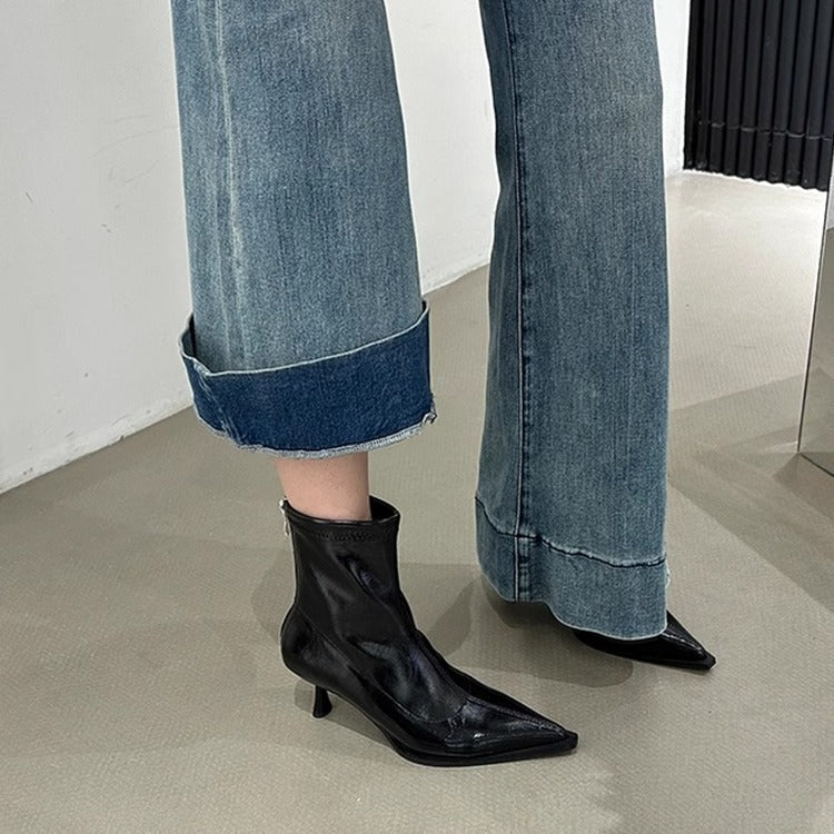Damen elegante Stiefeletten mit spitzem Schnitt und raffiniertem Absatz R&B