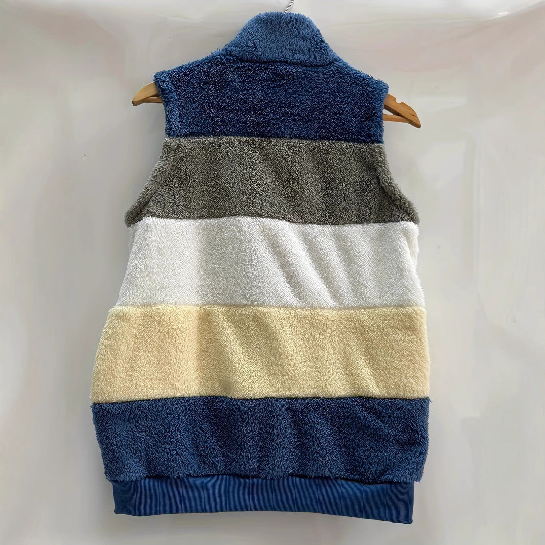 Damen kuschelige Fleece-Jacke mit hohen Kragen und praktischen Reißverschlusstaschen R&B