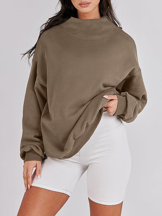 Damen lässiger Oversized Pullover mit schmalem Bund R&B