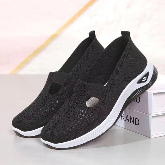 Damen Slip-On Sneakers mit atmungsaktivem Strick-Obermaterial und flexibler Sohle R&B
