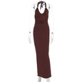 Damen Elegantes Abendkleid mit tiefem V-Ausschnitt und dekorativem Halter R&B