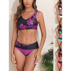 Damen Bikini-Set mit hohem Bund und floralem Muster R&B