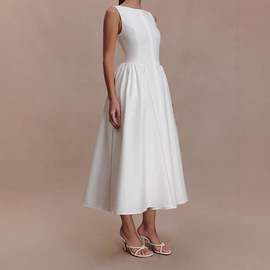 Damen Elegantes Midikleid mit femininen A-Linien-Rock R&B