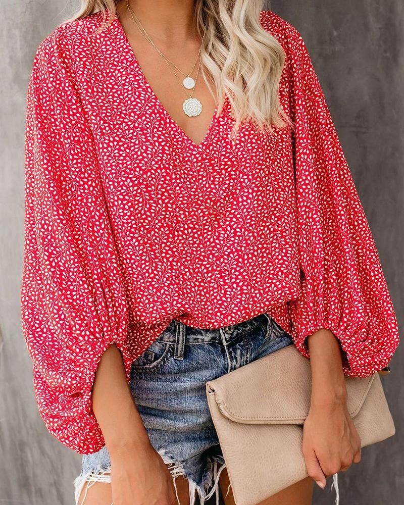 Damen Bluse mit weiten Ärmeln und floralem Muster R&B