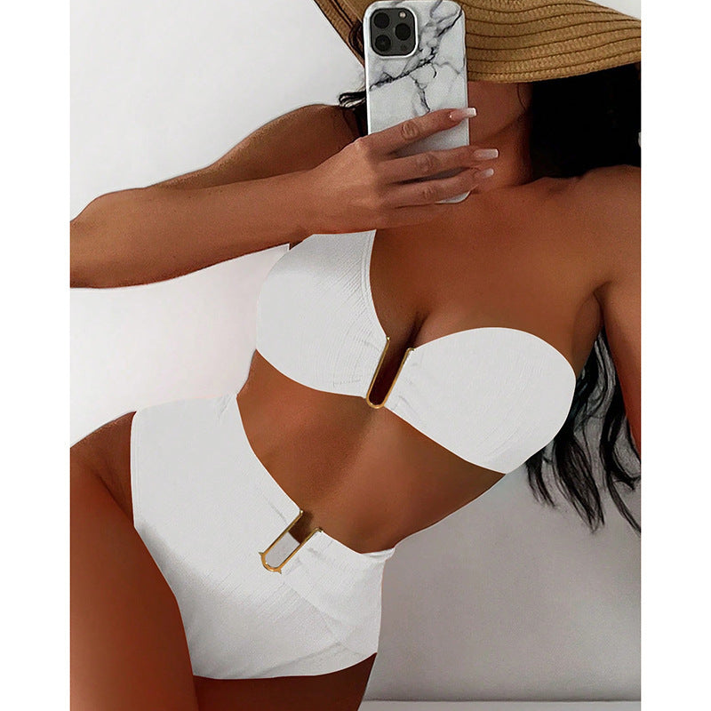 Damen Triangel-Bikini mit gepolstertem Oberteil und hohem Taillen-Slip R&B