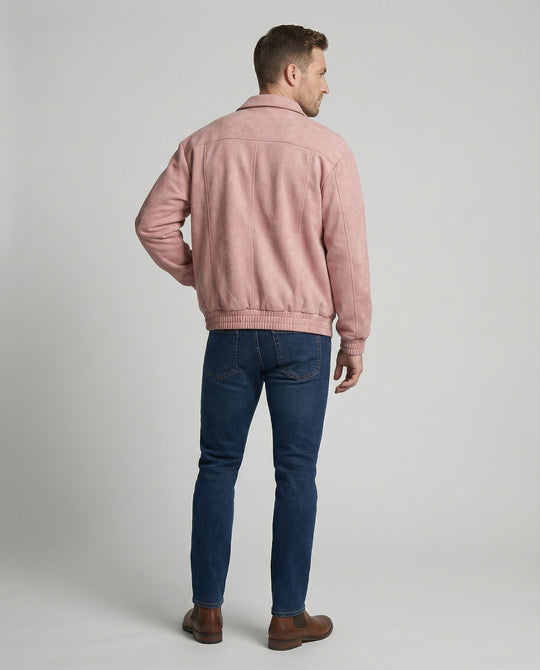 Herren lockerer Blouson aus Lederimitat mit verdecktem Reißverschluss und elastischen Bündchen R&B