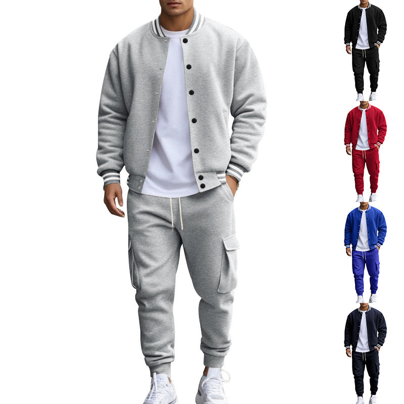 Herren lässiger Sportanzug mit praktischen Taschen und elastischem Bund R&B