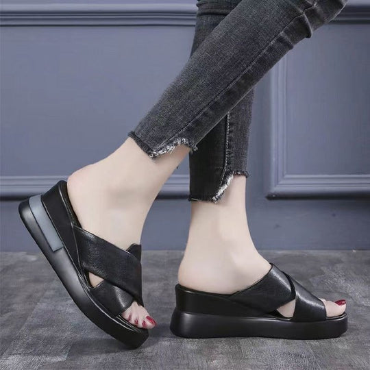 Damen Wedge-Pantoletten mit komfortablem Riemendesign R&B
