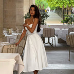 Damen langes Sommerkleid mit tailliertem Oberteil und eleganten Knopfdetails R&B