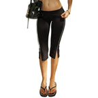 Damen Sportliche Capri-Hosen mit hohem Bund und seitlichem Reißverschluss R&B