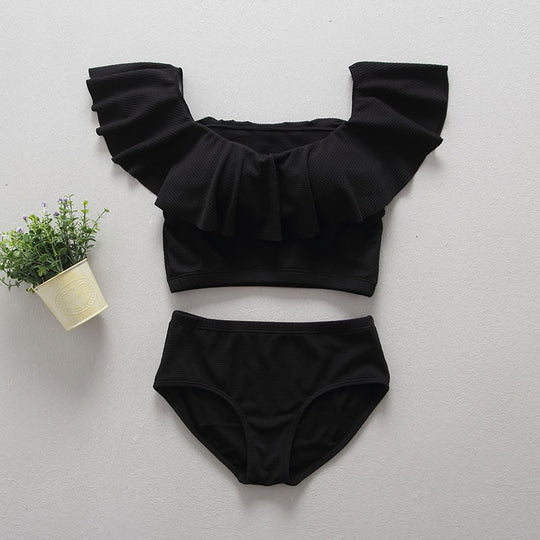 Damen Badeanzug mit Volant und eleganter Rippstruktur R&B